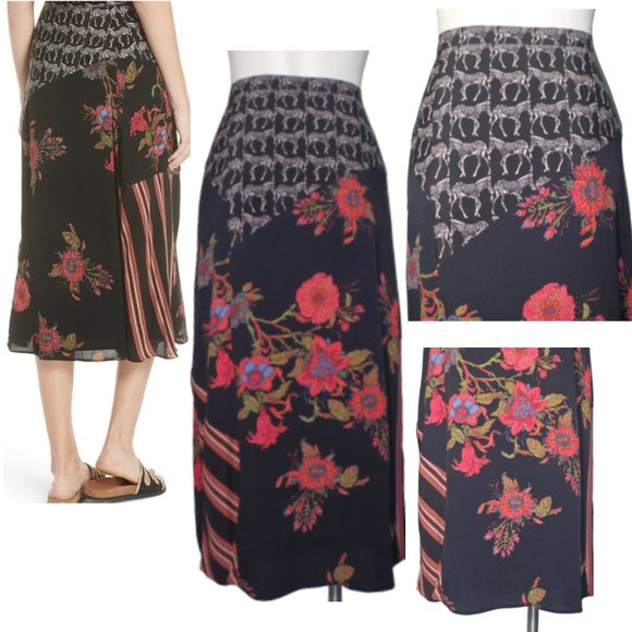 Free People Women's Boho Safari Long Skirt Size 0 - Picture 4 of 8